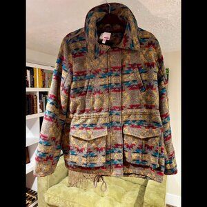 BONGO L Western Tribal Aztec pattern jacket coat